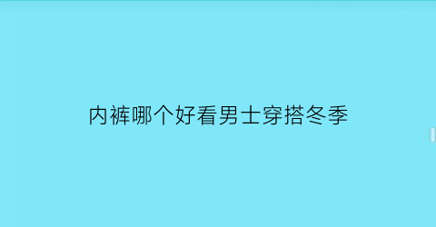 内裤哪个好看男士穿搭冬季(内裤买什么牌子的比较好男士)