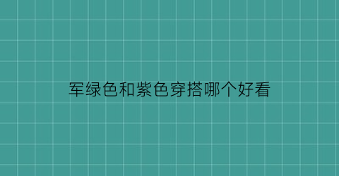 军绿色和紫色穿搭哪个好看(紫色和军绿色搭不搭)