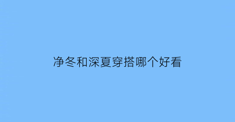 净冬和深夏穿搭哪个好看(净冬和深夏穿搭哪个好看一点)