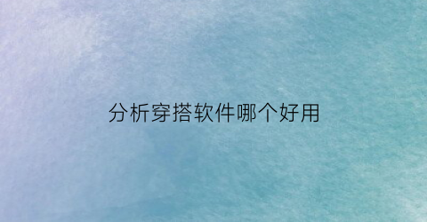 分析穿搭软件哪个好用(分析穿搭软件哪个好用点)