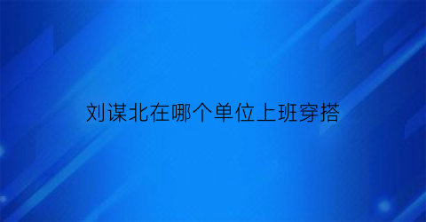 刘谋北在哪个单位上班穿搭(刘谋个人资料)