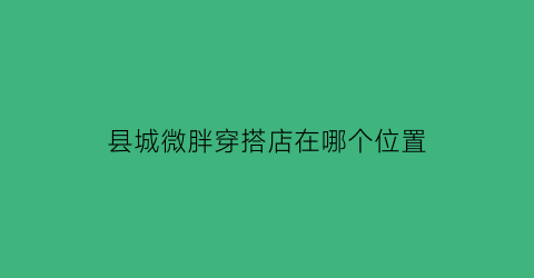 县城微胖穿搭店在哪个位置(微胖店铺推荐)