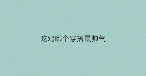 吃鸡哪个穿搭最帅气(吃鸡穿什么衣服比较好看)