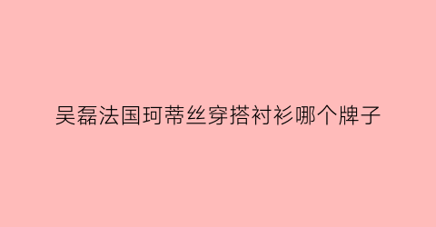 吴磊法国珂蒂丝穿搭衬衫哪个牌子(吴磊法国珂蒂丝穿搭衬衫哪个牌子最好看)