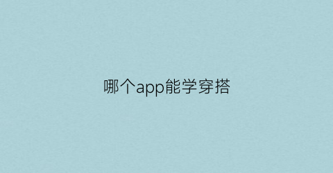 哪个app能学穿搭(哪个app能学穿搭技术)