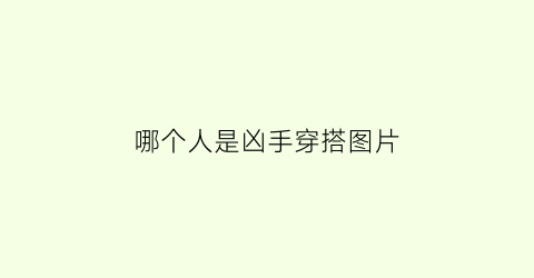 哪个人是凶手穿搭图片(哪个人是凶手穿搭图片大全)