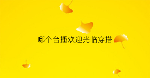 哪个台播欢迎光临穿搭(欢迎光临台词)