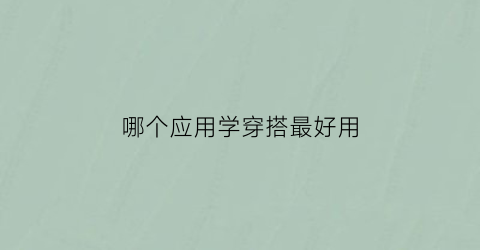 哪个应用学穿搭最好用(什么软件可以学穿搭)