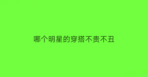 哪个明星的穿搭不贵不丑(哪个明星穿搭最有自己的风格)