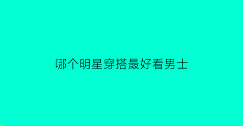 哪个明星穿搭最好看男士(哪个明星穿衣搭配好看)