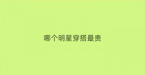 哪个明星穿搭最贵(哪个明星穿搭最好看)