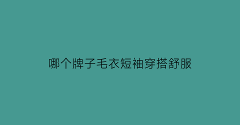 哪个牌子毛衣短袖穿搭舒服(哪个牌子毛衣短袖穿搭舒服点)