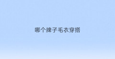 哪个牌子毛衣穿搭(什么品牌毛衣好看)