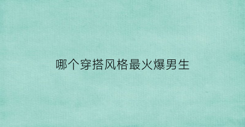 哪个穿搭风格最火爆男生(穿搭风格分类男生)