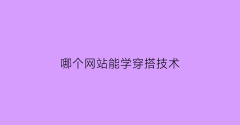 哪个网站能学穿搭技术(什么网站教穿搭衣服)