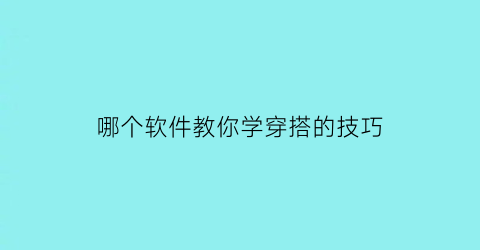 哪个软件教你学穿搭的技巧(用什么软件学穿搭好)