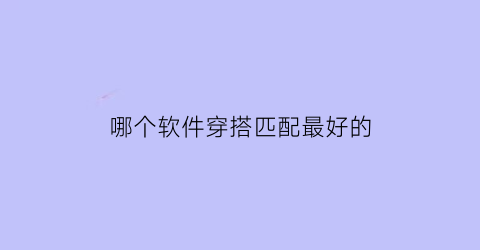 哪个软件穿搭匹配最好的(穿搭那个软件好)