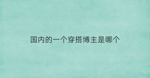 国内的一个穿搭博主是哪个(国内的一个穿搭博主是哪个平台)