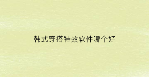 韩式穿搭特效软件哪个好(韩式搭配app)