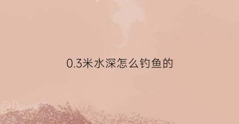 “03米水深怎么钓鱼的(3米多深的水怎么钓鱼)