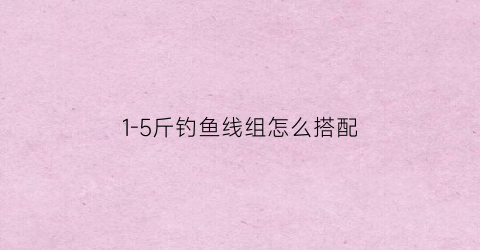 1-5斤钓鱼线组怎么搭配
