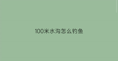 100米水沟怎么钓鱼(100米水沟坡度3是多少)