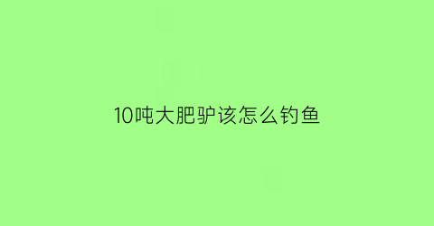 10吨大肥驴该怎么钓鱼(肥公驴多少钱一斤)