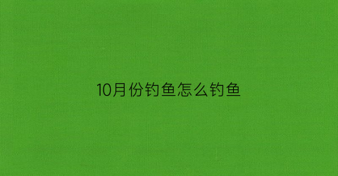 10月份钓鱼怎么钓鱼(10月份钓鱼怎么钓鱼最好)