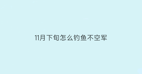 11月下旬怎么钓鱼不空军(11月底钓鱼用什么饵料)