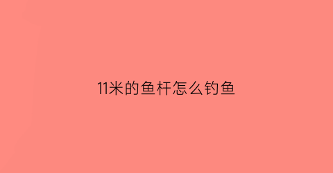 11米的鱼杆怎么钓鱼