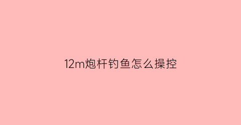 12m炮杆钓鱼怎么操控