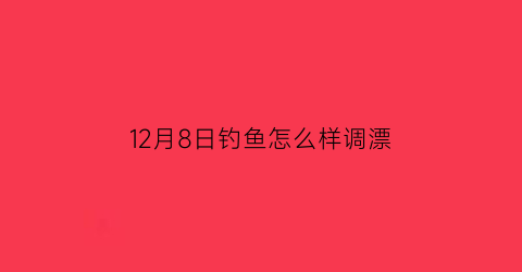 “12月8日钓鱼怎么样调漂(12月8日钓鱼怎么样调漂最好)