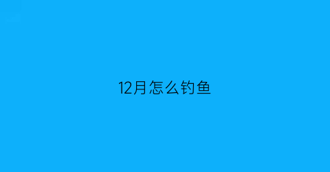 12月怎么钓鱼