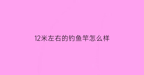 12米左右的钓鱼竿怎么样