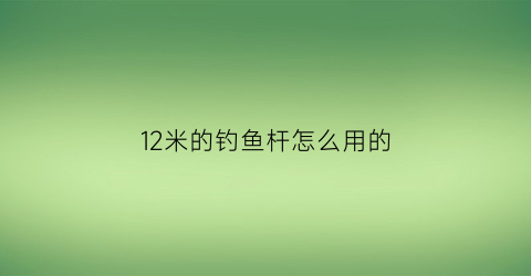 12米的钓鱼杆怎么用的(12米的钓鱼竿)
