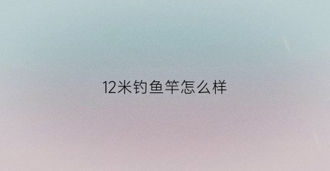 12米钓鱼竿怎么样