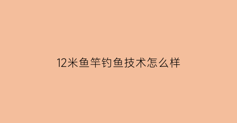 12米鱼竿钓鱼技术怎么样(12米鱼竿用多长的线组)