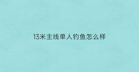 13米主线单人钓鱼怎么样(13米钓鱼竿什么品牌好)