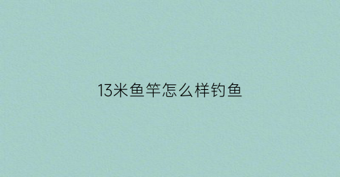 13米鱼竿怎么样钓鱼