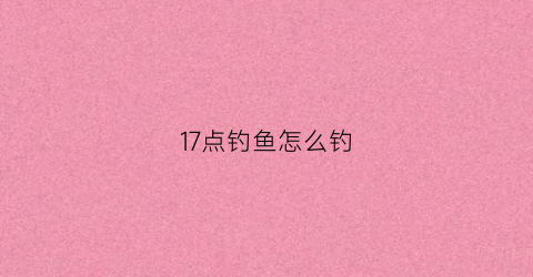 17点钓鱼怎么钓(十二点钓鱼)