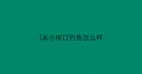 1米小闸口钓鱼怎么样(小闸口钓鱼好吗)