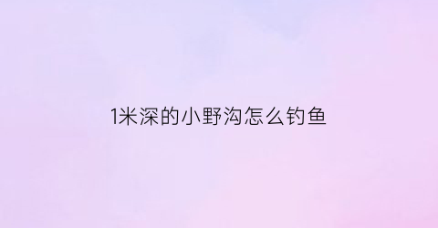1米深的小野沟怎么钓鱼(野钓一米左右水深能钓鲤鱼吗)