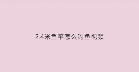 2.4米鱼竿怎么钓鱼视频