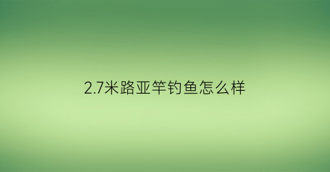 27米路亚竿钓鱼怎么样(27米的路亚竿能抛投出百米远吗)