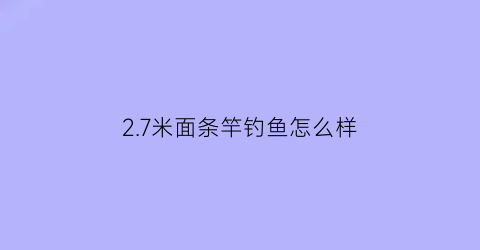 27米面条竿钓鱼怎么样(2米7鱼竿钓鱼)