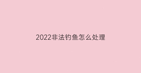 2022非法钓鱼怎么处理