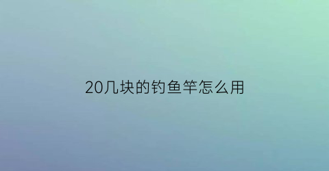 20几块的钓鱼竿怎么用