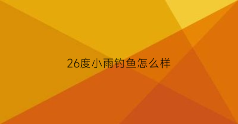 26度小雨钓鱼怎么样