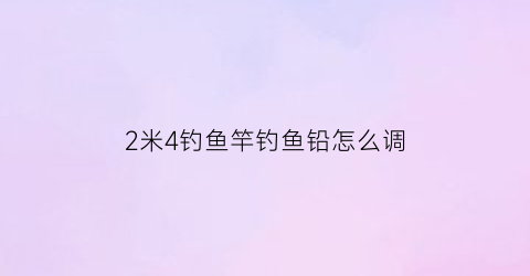 2米4钓鱼竿钓鱼铅怎么调(24米的鱼竿适合从什么地方用)