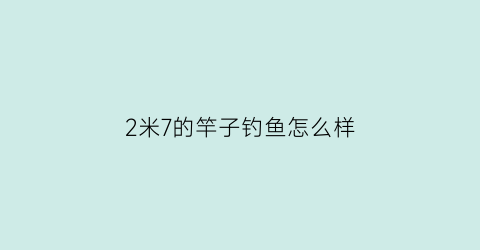 2米7的竿子钓鱼怎么样